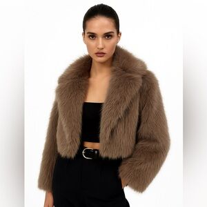 Urban Luxe Brown Faux Fur Jacket 
Large